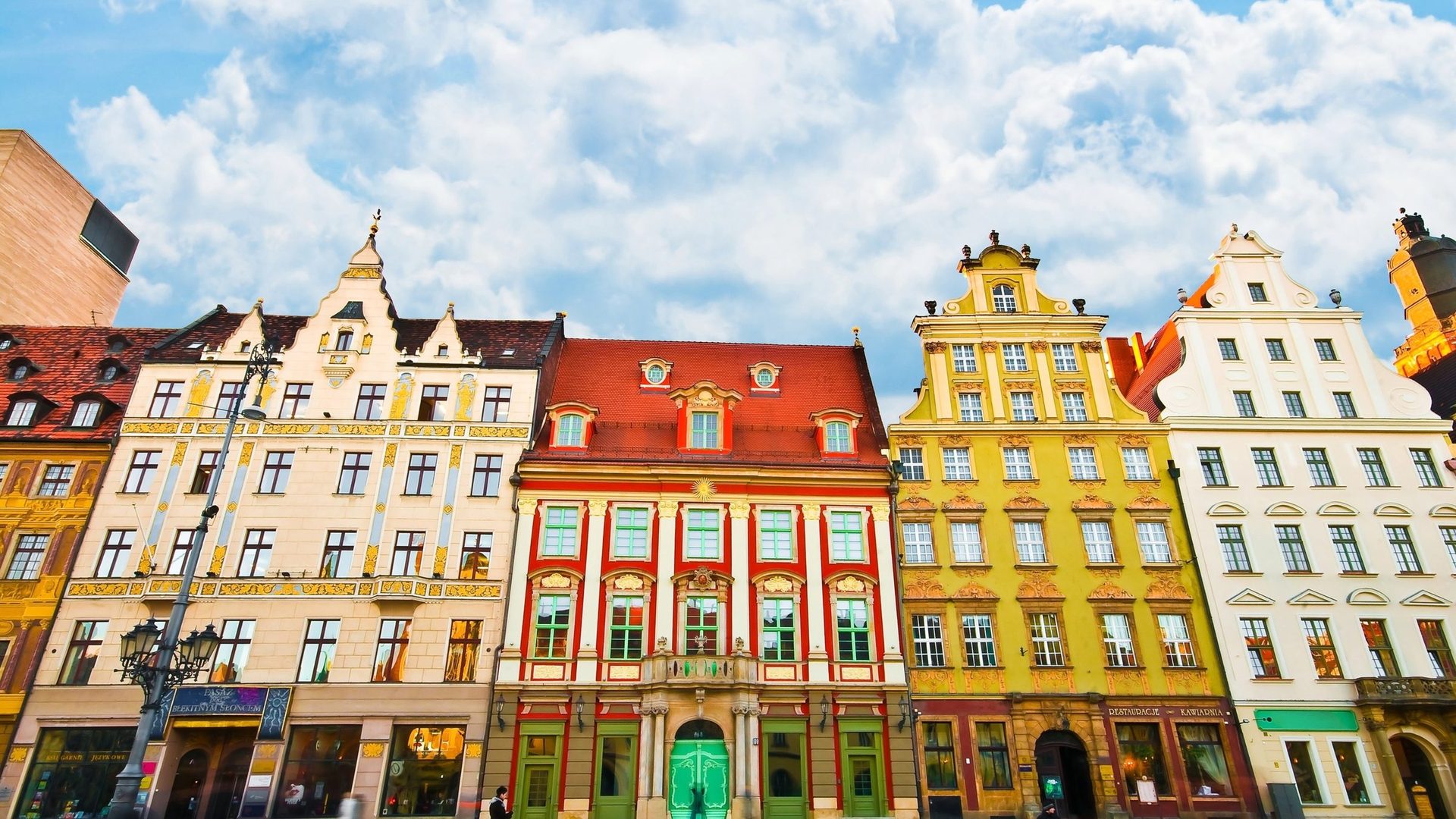 Colorful townhouses on Wrocław's Market Square