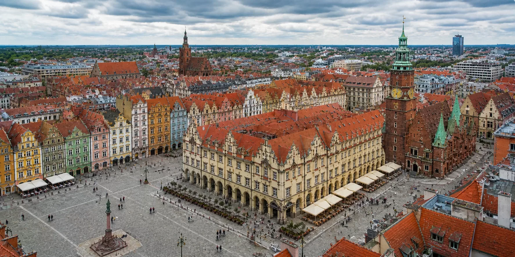 The Gothic Town Hall and merchant houses in Wrocław Market Square